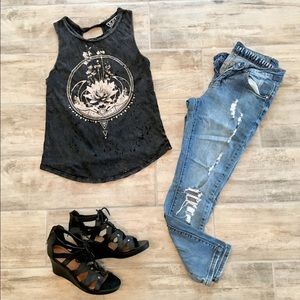 Grunge Flower Open back Top